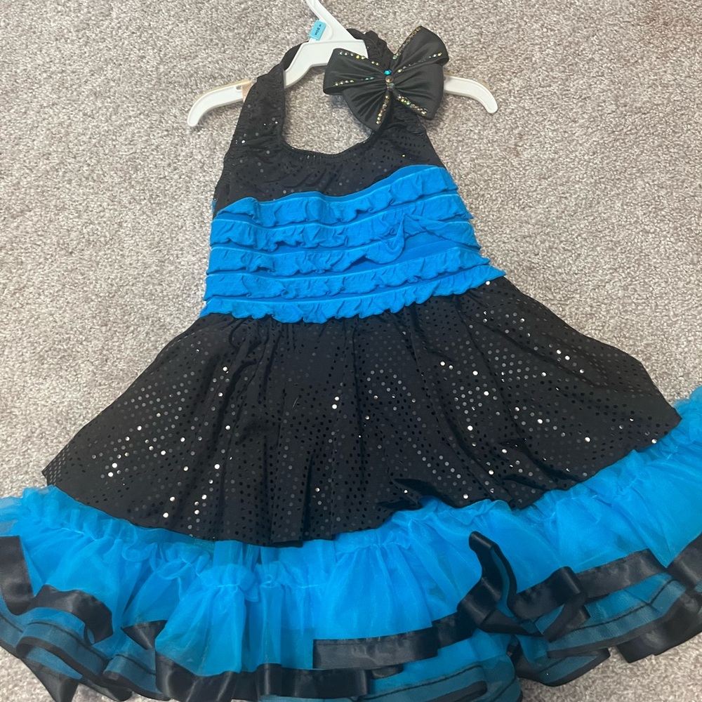 Weissman Black and Blue Ruffled Dance Costume
